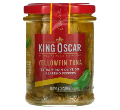 King Oscar, Yellowfin Tuna, Extra Virgin Olive Oil, Jalapeno Peppers, 6.7 oz (190 g)