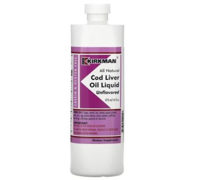Kirkman Labs, Cod Liver Oil Liquid, Unflavored , 16 fl oz (473 ml)