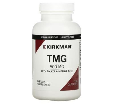 Kirkman Labs, TMG with Folinic Acid & Methyl B-12, 500 mg, 120 Vegetarian Capsules