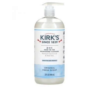 Kirk's, 3-in-1 Head to Toe Nourishing Cleanser, Original Fresh Scent, 32 fl oz (946 ml)