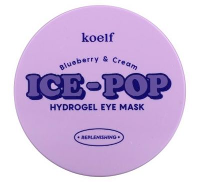 Koelf, Ice-Pop Hydrogel Eye Mask, Blueberry & Cream, 30 Pairs