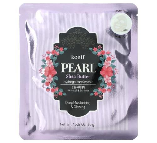 Koelf, Pearl Shea Butter, Hydro Gel Beauty Mask Pack, 5 Sheets, 30 g Each