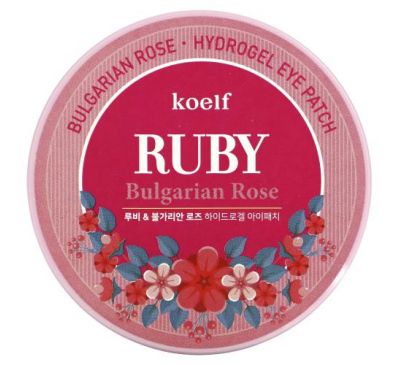 Koelf, Гидрогелевые патчи для глаз с рубином и болгарской розой, 60 шт.