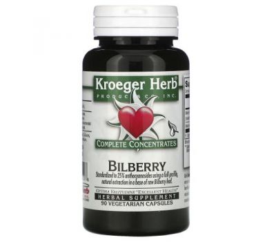 Kroeger Herb Co, Черника, 90 вегетарианских капсул