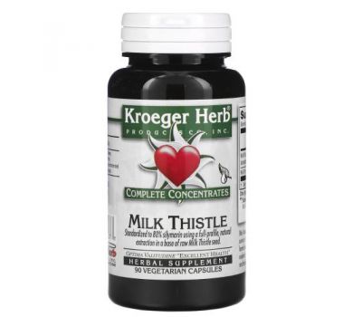 Kroeger Herb Co, Комплексные концентраты, расторопша, 90 вегетарианских капсул