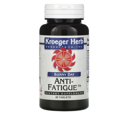 Kroeger Herb Co, Sunny Day, Anti-Fatigue, 80 Tablets