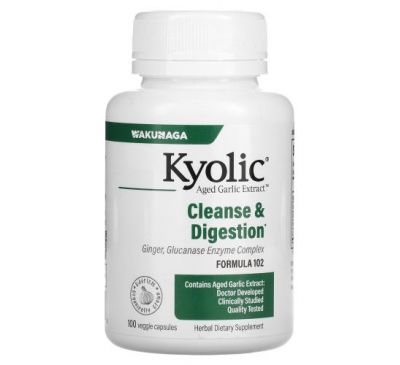 Kyolic, Aged Garlic Extract, екстракт часнику для видалення грибків і покращення травлення, формула 102, 100 вегетаріанських капсул