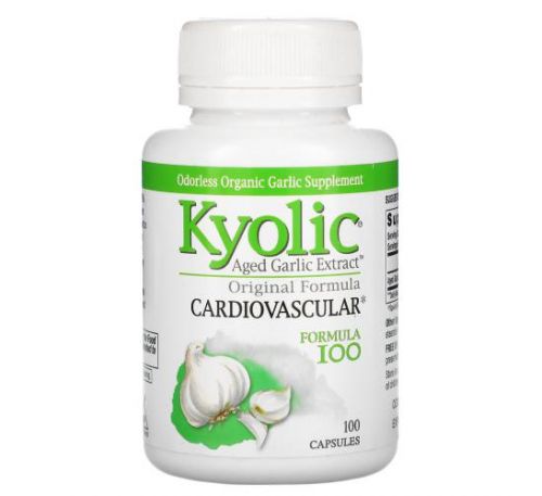 Kyolic, Aged Garlic Extract, витриманий екстракт часнику, для серцево-судинної системи, оригінальна формула, 100 капсул