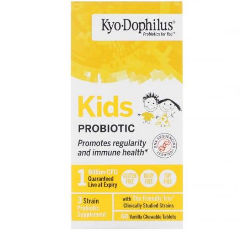 Kyolic, Kids Probiotic, Vanilla, 60 Chewable Tablets