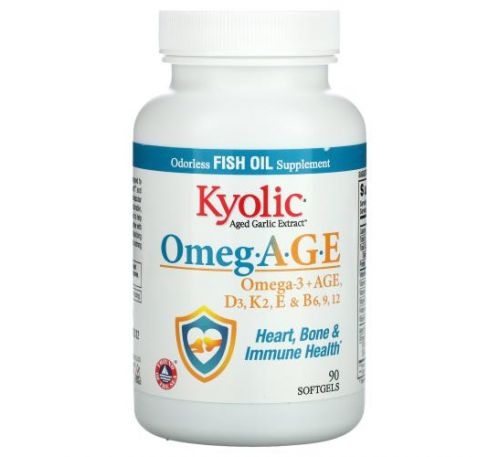 Kyolic, Omeg.A.G.E, Heart, Bone & Immune Health, 90 Softgels