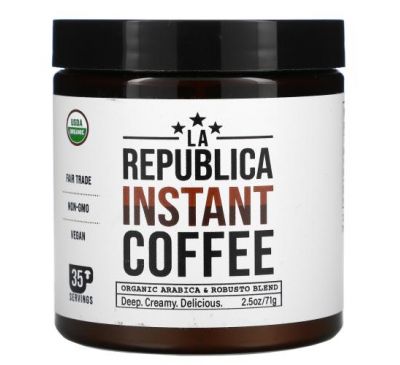 LA Republica, Instant Coffee, Organic Arabica & Robusto Blend, 2.05 oz (71 g)