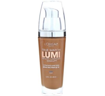 L'Oreal, Тональная основа True Match Healthy Luminous Makeup, SPF 20, оттенок мягкий соболиный C6, 30 мл