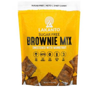 Lakanto, Brownie Mix, Sweetened with Monkfruit, Sugar Free, 9.7 oz (275 g)