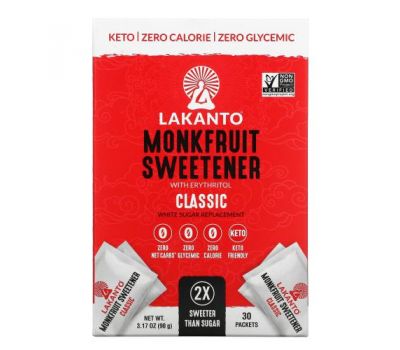 Lakanto, Monkfruit Sweetener With Erythritol, Classic, 3.17 oz (90 g)