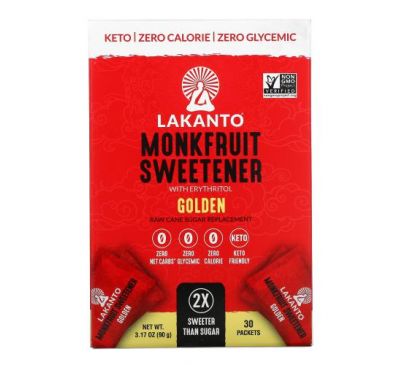 Lakanto, Monkfruit Sweetener with Erythritol, Golden, 30 Packets