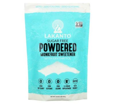 Lakanto, Powdered Monkfruit Sweetener with Erythritol, Sugar Free, 1 lb (454 g)