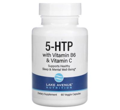 Lake Avenue Nutrition, 5-гідрокситриптофан з вітамінами B6 і C, 60 рослинних капсул