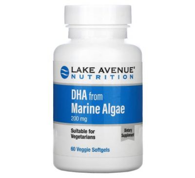 Lake Avenue Nutrition, ДГК з морських водоростей, 200 мг, 60 рослинних капсул