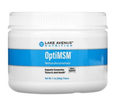 Lake Avenue Nutrition, OptiMSM, растворимый метилсульфонилметан, в виде хлопьев, 200 г (7 унций)