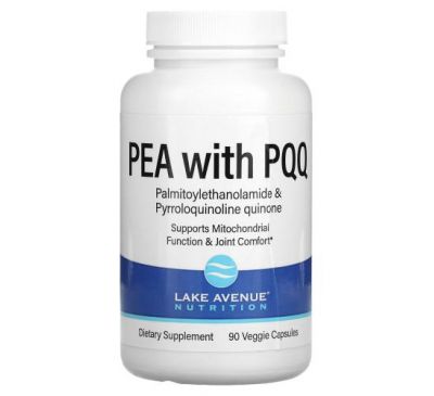 Lake Avenue Nutrition, ПЭА 600 мг, PQQ 20 мг, 90 растительных капсул