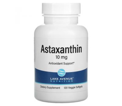 Lake Avenue Nutrition, астаксантин, 10 мг, 120 рослинних капсул