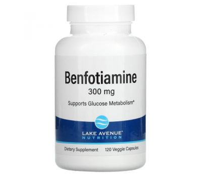 Lake Avenue Nutrition, бенфотіамін, 300 мг, 120 рослинних капсул