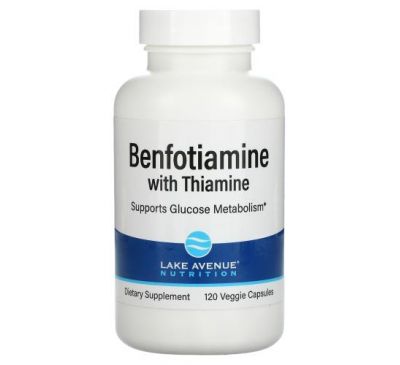 Lake Avenue Nutrition, бенфотіамін і тіамін, 250 мг, 120 рослинних капсул