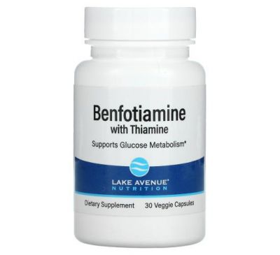 Lake Avenue Nutrition, бенфотіамін із тіаміном, 250 мг, 30 вегетаріанських капсул