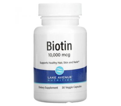 Lake Avenue Nutrition, біотин, 10 000 мкг, 30 рослинних капсул