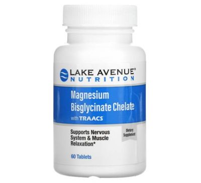 Lake Avenue Nutrition, бісгліцинат магнію з Albion Minerals, 100 мг, 60 таблеток