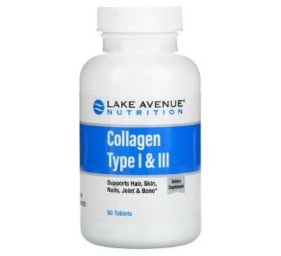 Lake Avenue Nutrition, гідролізований колаген типів 1 і 3, 1000 мг, 60 таблеток