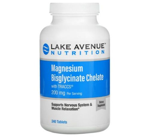 Lake Avenue Nutrition, хелат бісгліцинату магнію з Albion Minerals, 100 мг, 240 таблеток