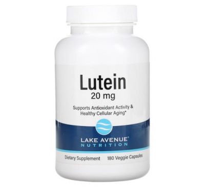 Lake Avenue Nutrition, лютеїн, 20 мг, 180 рослинних капсул