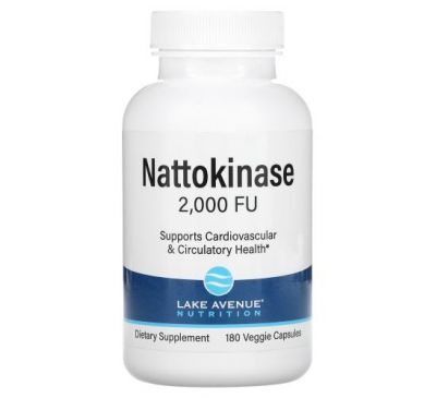 Lake Avenue Nutrition, наттокіназа, протеолітичний фермент, 2000 FU, 180 вегетаріанських капсул