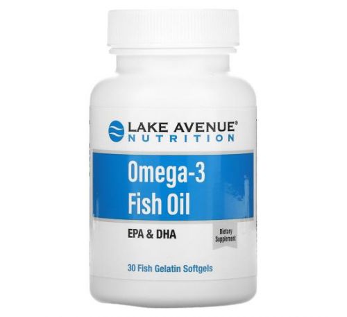 Lake Avenue Nutrition, омега-3, риб’ячий жир, 30 капсул з риб’ячого желатину
