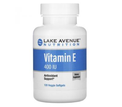 Lake Avenue Nutrition, вітамін E, 400 МО, 120 вегетаріанських капсул