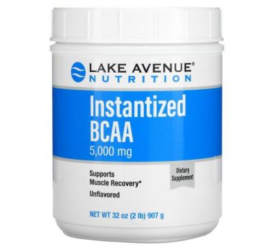 Lake Avenue Nutrition, водорозчинна амінокислота з розгалуженими ланцюгами в порошку, без смакових добавок, 907 г (32 унції)