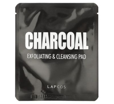 Lapcos, Charcoal, Exfoliating & Cleansing Pad, 5 Pads, 0.24 fl oz ( 7 g) Each