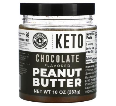 Left Coast Performance, Keto, Chocolate Flavored Peanut Butter, 10 oz (283 g)