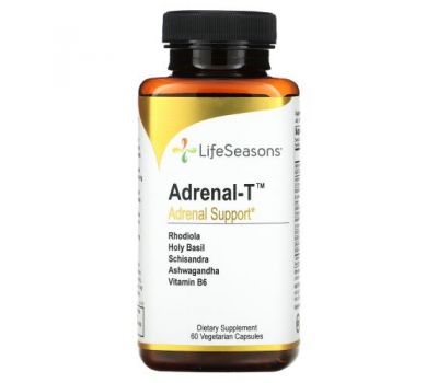 LifeSeasons, Adrenal-T, адреналиновая поддержка, 60 вегетарианских капсул