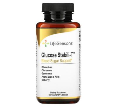 LifeSeasons, Glucose Stabili-T, контроль уровня сахара в крови, 90 растительных капсул