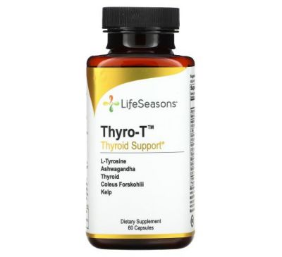 LifeSeasons, Thyro-T, средство для поддержки функции щитовидной железы, 60 вегетарианских капсул