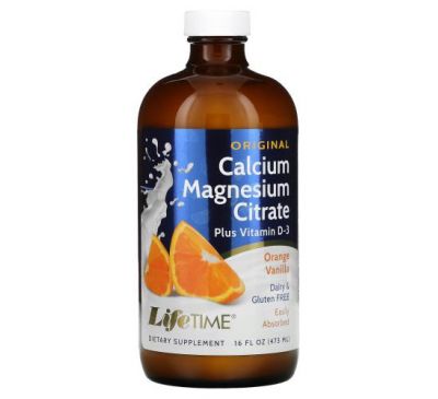 LifeTime Vitamins, Calcium Magnesium Citrate, Plus Vitamin D-3, Orange Vanilla, 16 fl oz (473 ml)
