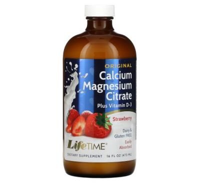 LifeTime Vitamins, оригинальный цитрат кальция и магния, клубника, 473 мл (16 жидк. унций)