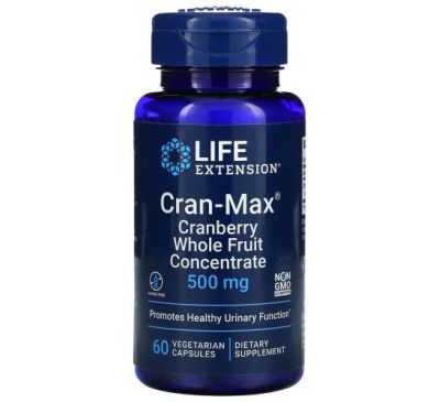 Life Extension, Cran-Max, Cranberry Whole Fruit Concentrate, 500 mg, 60 Vegetarian Capsules