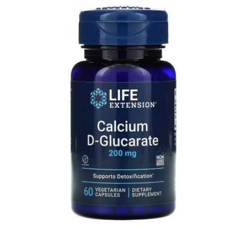 Life Extension, D-глюкарат кальцію, 200 мг, 60 вегетаріанських капсул