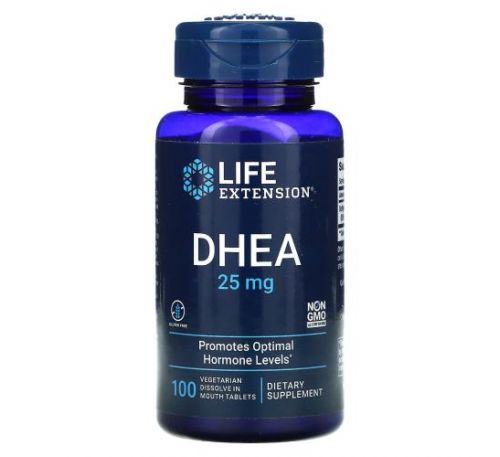 Life Extension, DHEA, 25 mg, 100 Vegetarian Dissolve in Mouth Tablets