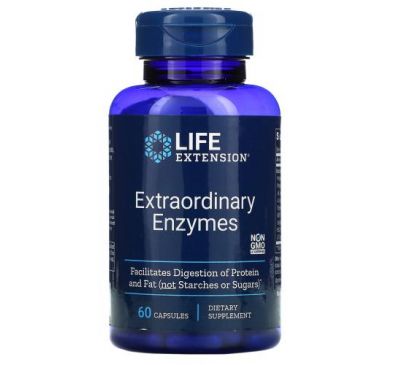 Life Extension, дополнительные ферменты, 60 капсул