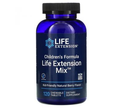 Life Extension, Life Extension Mix, добавка для дітей, натуральний ягідний смак, 120 жувальних таблеток