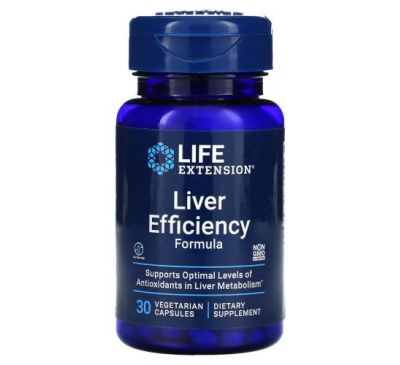 Life Extension, Liver Efficiency Formula, для здоровой работы печени, 30 вегетарианских капсул
